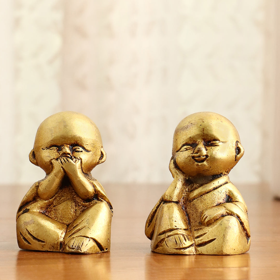 Brass Baby Monk Buddha Statues – Set of 4 - Image 7