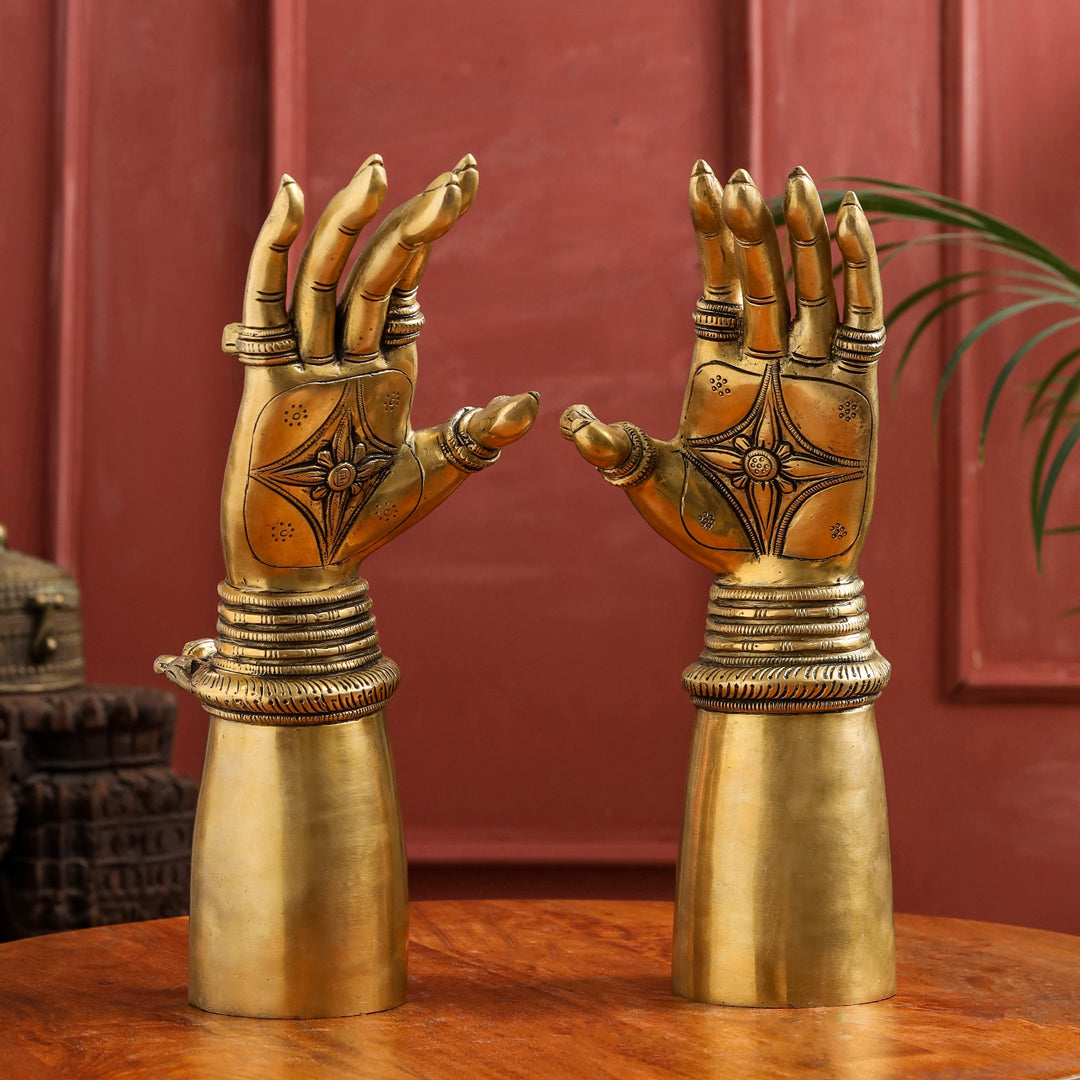 Brass Decorative Hand Pair (12 Inch) - Eco-friendly - Sama Homes