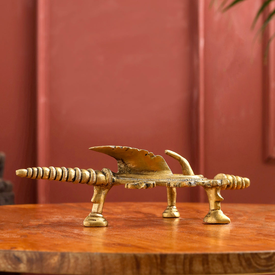Brass Conch / Shankh with Intricate Stand (13 Inch) - Image 2