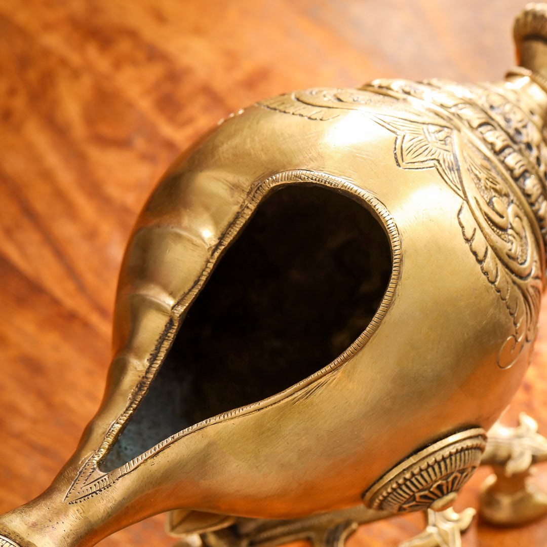 Brass Conch / Shankh with Intricate Stand (13 Inch) - Image 7
