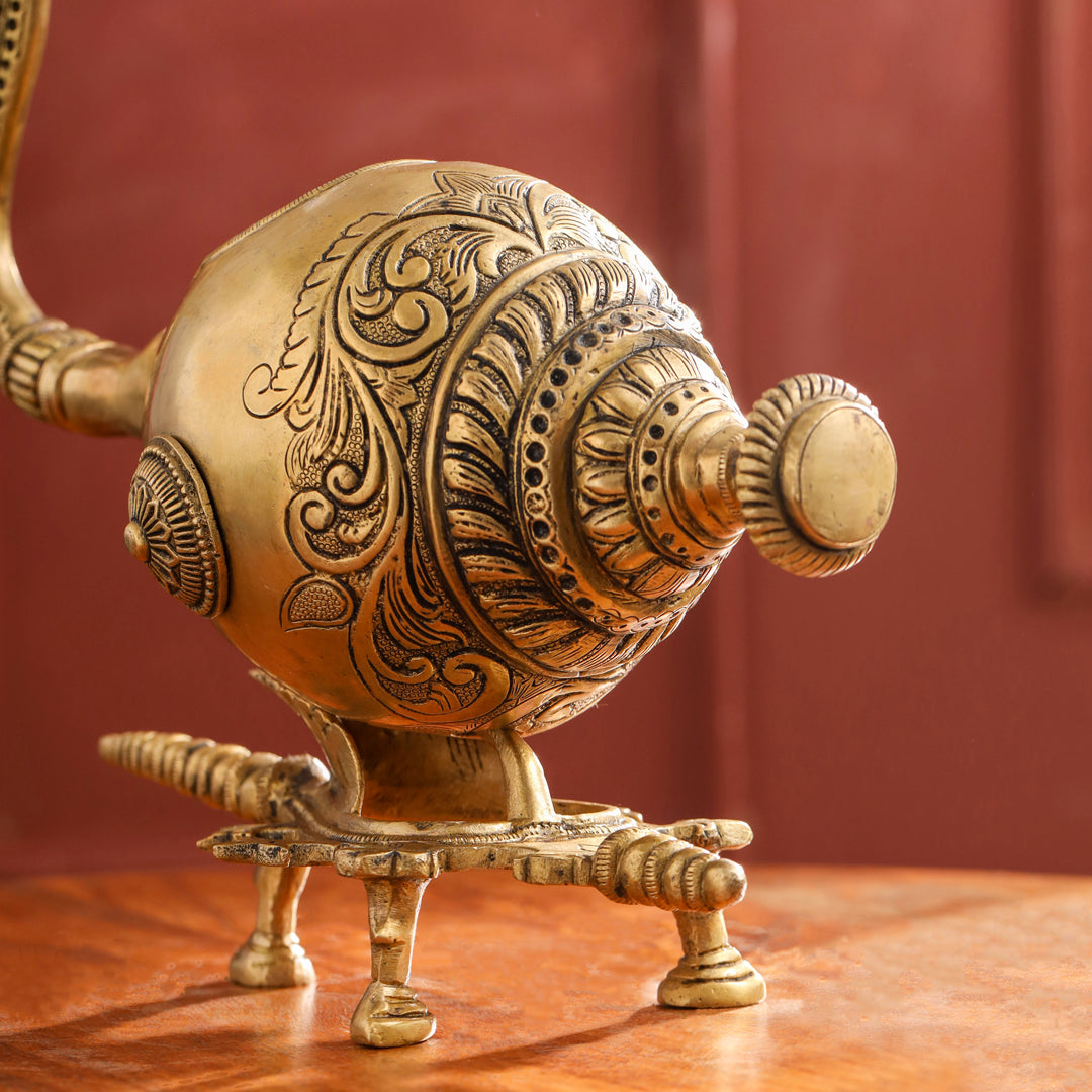 Brass Conch / Shankh with Intricate Stand (13 Inch) - Image 8