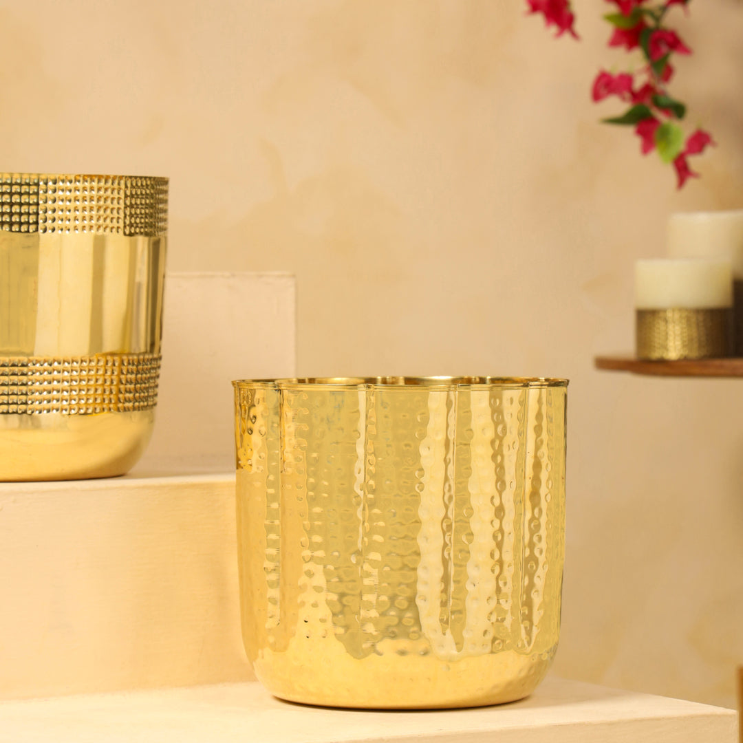 Brass Bucket Planter Pot – 9 Inch Handcrafted Indoor & Outdoor Plant Pot | Sama Homes – Image 4