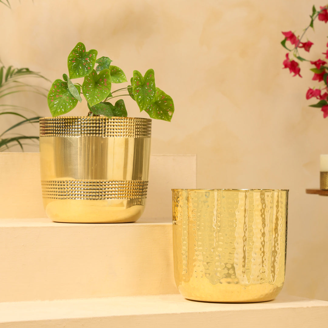 Brass Bucket Planter Pot – 9 Inch Handcrafted Indoor & Outdoor Plant Pot | Sama Homes – Sama Homes - Image 2