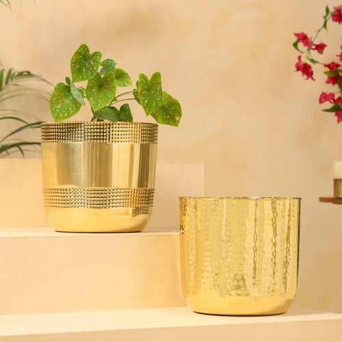 Brass Bucket Planter Pot – 9 Inch Handcrafted Indoor & Outdoor Plant Pot | Sama Homes