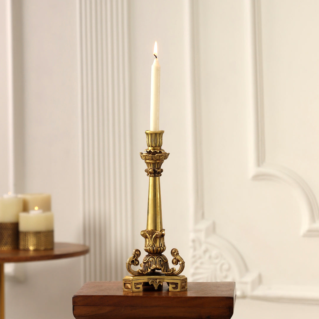 Brass Candle Stand with Velvet Gift Box – Elegant Décor & Gift (10.9 Inch) - Image 3