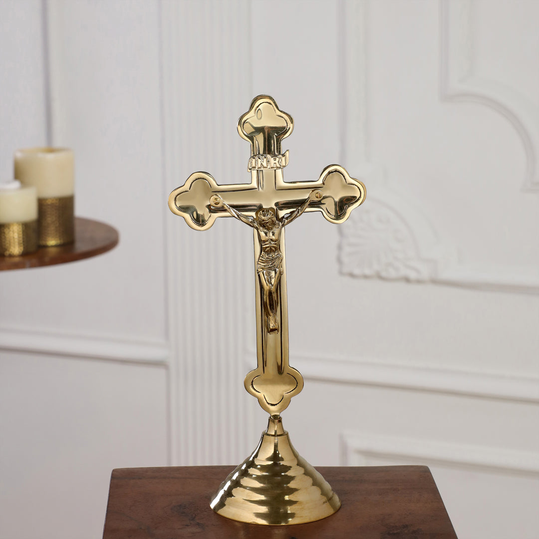 Brass Crucifix Cross with Jesus Figure (13 Inch) - Eco-friendly - Sama Homes