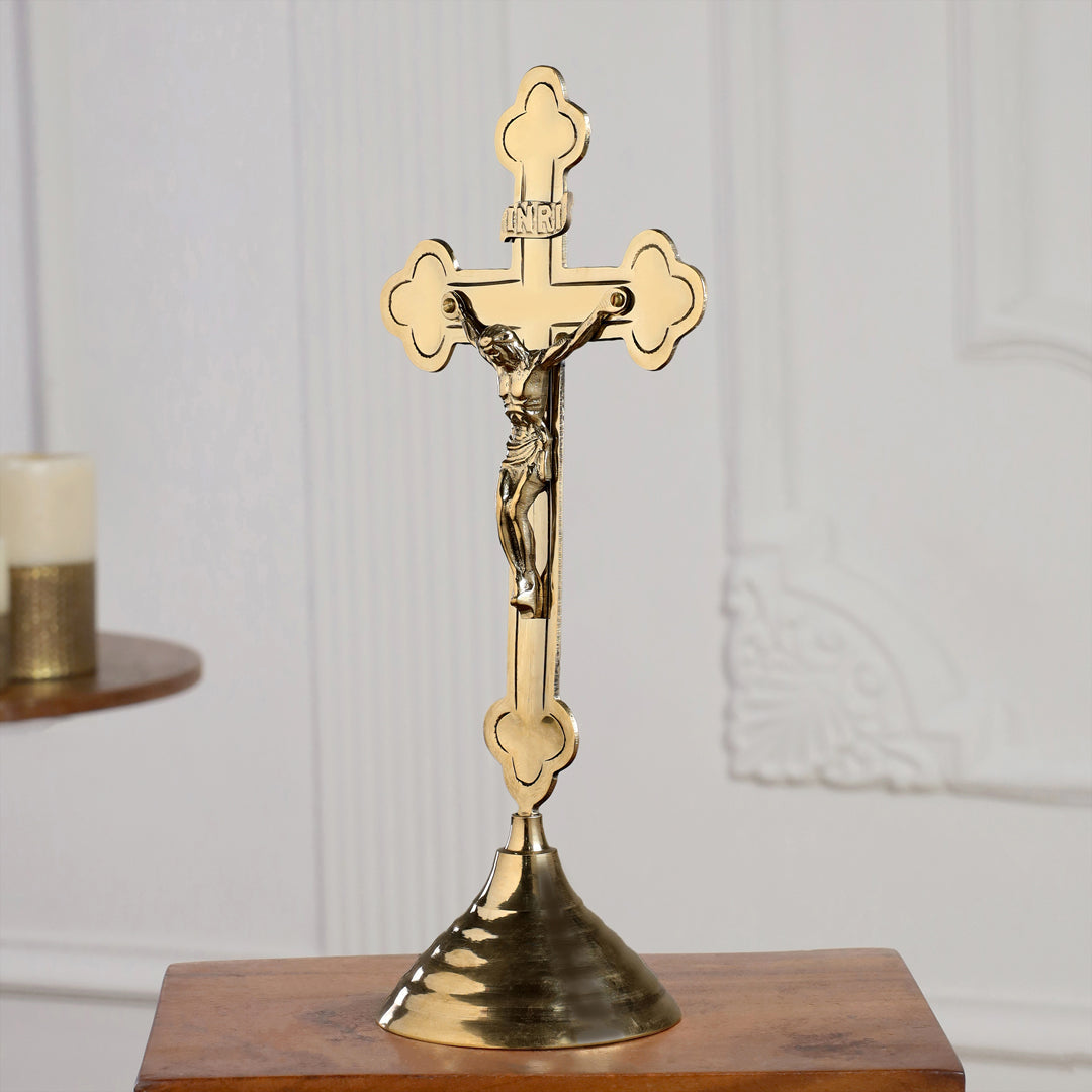 Brass Crucifix Cross with Jesus Figure (13 Inch) - Image 3
