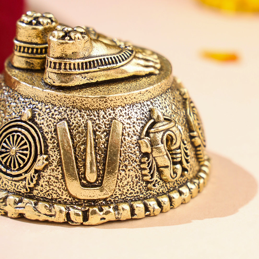 Brass Charan Paduka with Velvet Box – Divine Footprints of Lord Vishnu - Image 10