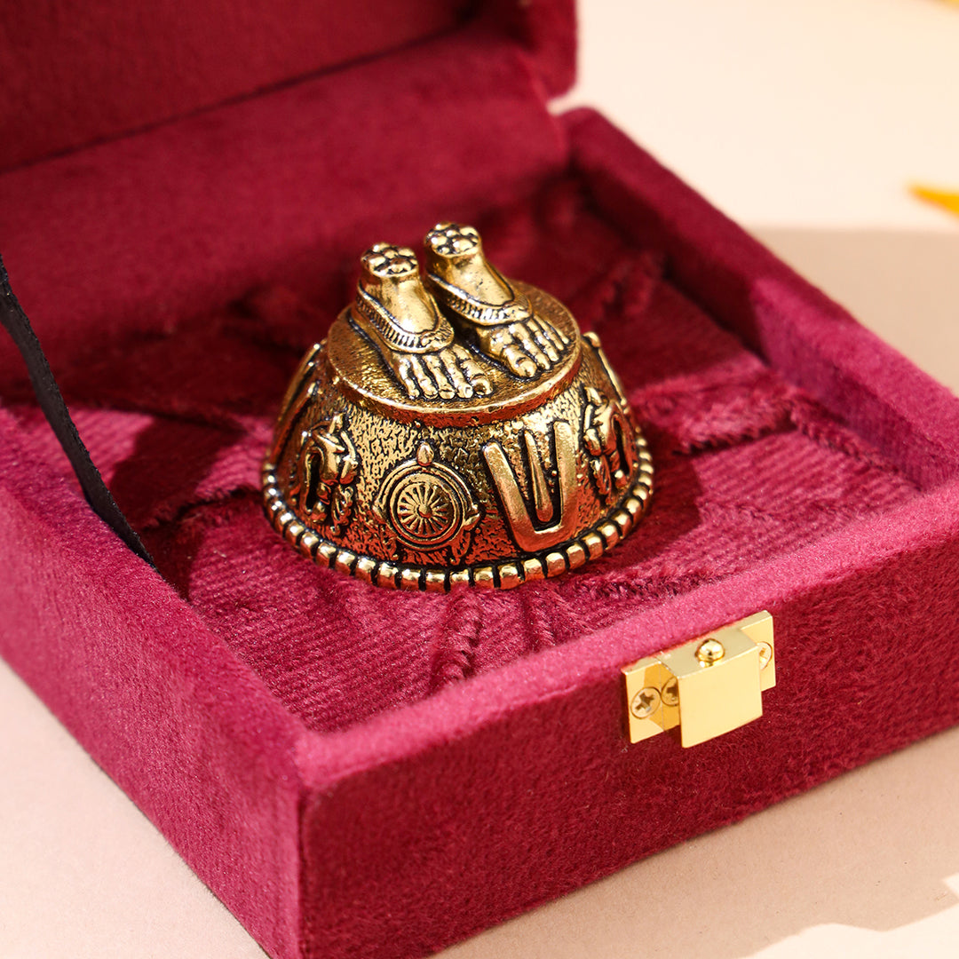 Brass Charan Paduka with Velvet Box – Divine Footprints of Lord Vishnu - Eco-friendly - Sama Homes