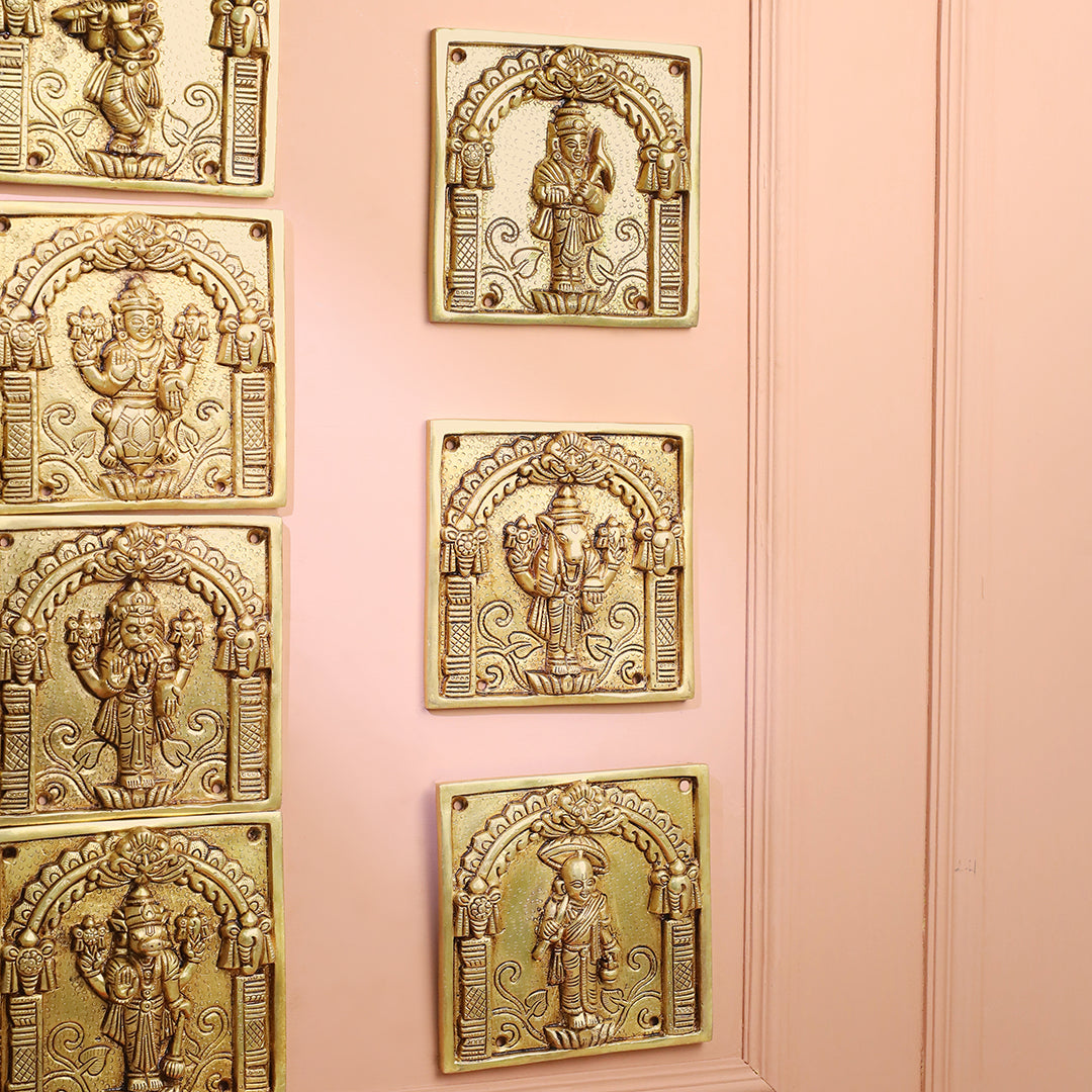 Brass Dashavatara Plates Set – Handmade Wall Decor (5.9 Inch) - Image 3