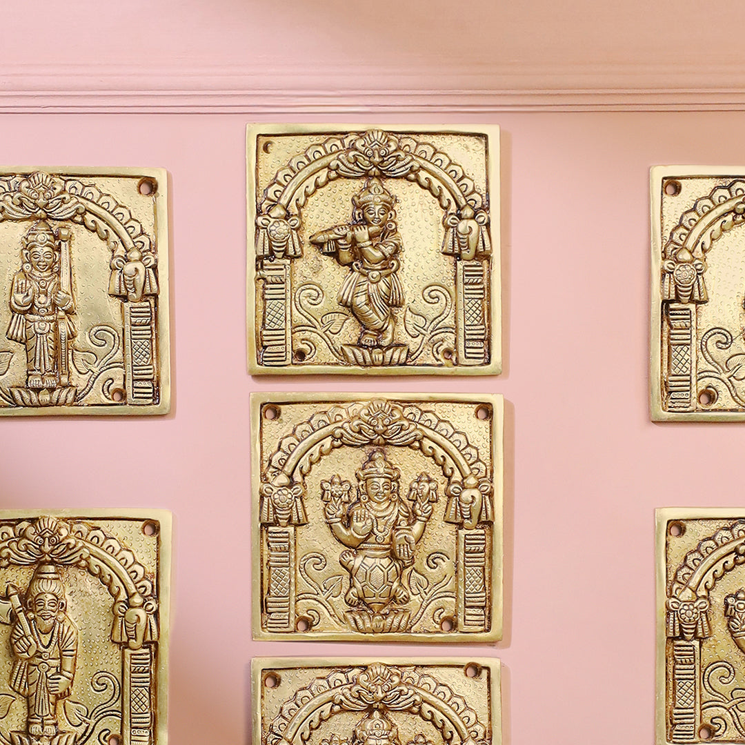 Brass Dashavatara Plates Set – Handmade Wall Decor (5.9 Inch) - Image 4