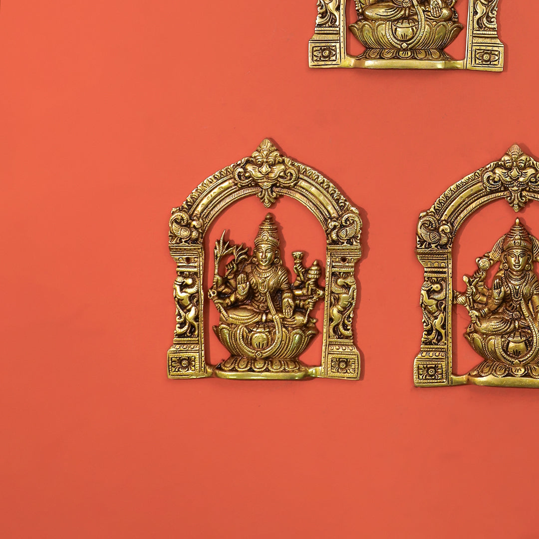 Brass Ashtalakshmi Wall Hanging Plates Set – Traditional Indian Decor (9.3 inches) - Image 5