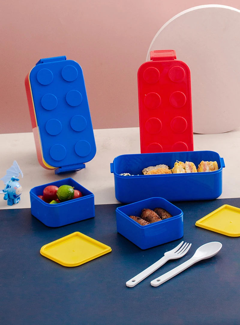 1050/1300ML Building Block Lunch Box with Tableware Portable Double Layer Bento Box for Student Office Fruit Salad Sealed Box – Image 7