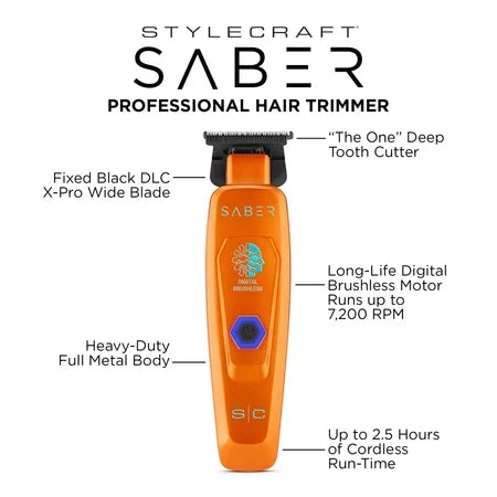 S|C Saber 2.0 Cordless Brushless Motor Trimmer Orange - CS