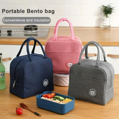 Insulated Lunch Bag Oxford Cloth Lunch Bag Insulated Lunch Box Bag with Leakproof Aluminium Foil Lining Mouth Zipper for Commute – Image 4