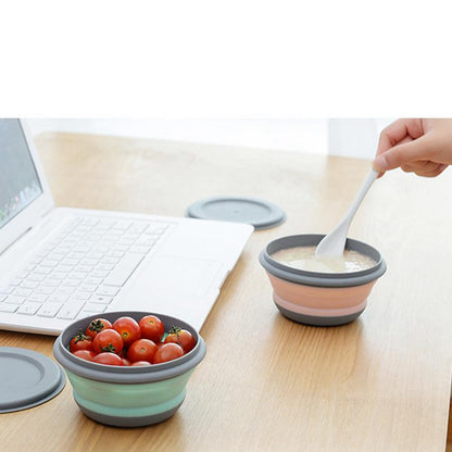 3pcs/set Silicone Folding Lunch Box With Lid Portable Picnic Camping Bowl Set Kitchen Tableware Kit Foldable Fruit Salad Bowl – Image 12