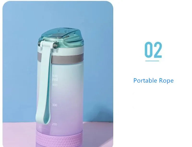 600ml Water Bottles Fashion Water Bottle with Straw BPA Free Portable Outdoor Sport Cute Drinking Plastic Bottles Eco-Friendly – Image 10 - Image 11