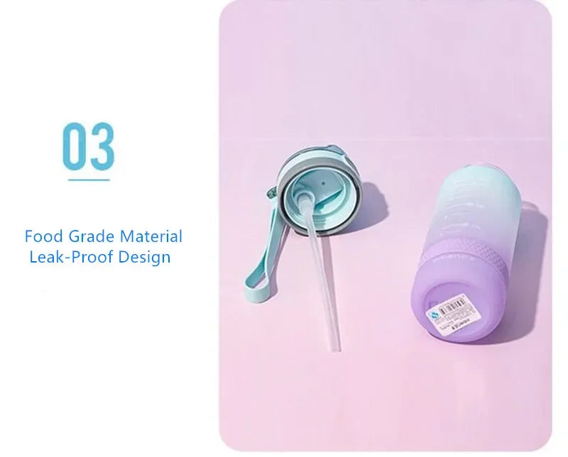 600ml Water Bottles Fashion Water Bottle with Straw BPA Free Portable Outdoor Sport Cute Drinking Plastic Bottles Eco-Friendly – Image 11 - Image 12