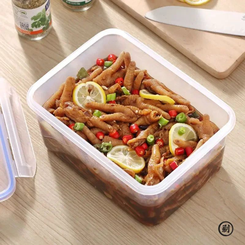Sealed rectangular refrigerator storage box with lid Plastic crisper microwave-heated lunch box with lid – Image 6