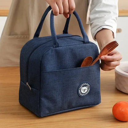 Insulated Lunch Bag Oxford Cloth Lunch Bag Insulated Lunch Box Bag with Leakproof Aluminium Foil Lining Mouth Zipper for Commute – Image 6