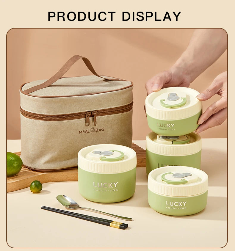 WORTHBUY Portable Sealed Thermal Lunch Box For Kids Stackable Microwave 304 Stainless Steel Bento Box Insulated Food Container – Image 24