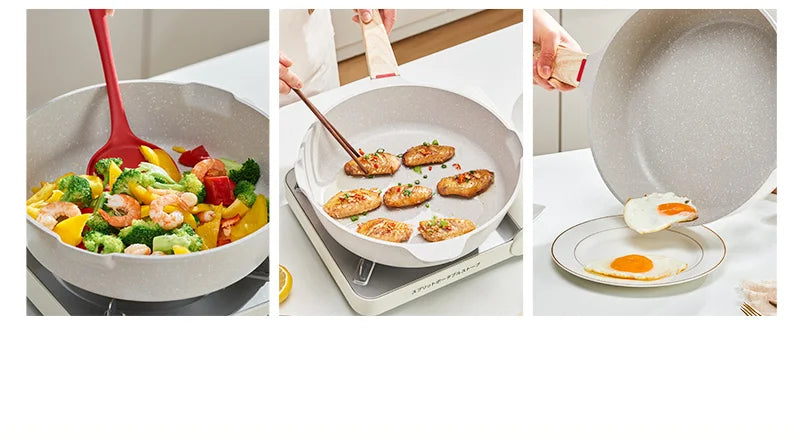 GIANXI Nonstick Pan Multifunctional Aluminum Alloy Coated With Medical Stone Wok Steak Egg Pancake Pot Set Kitchen Utensils