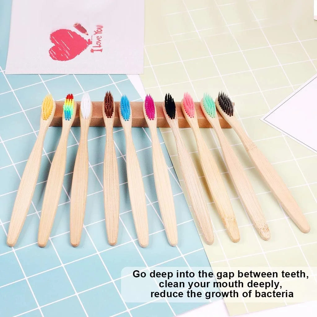 50/100Pcs Bamboo Children's Soft Bristled Toothbrush is Naturally Biodegradable And Reduces Plastic Waste,Making It Very Suitabl