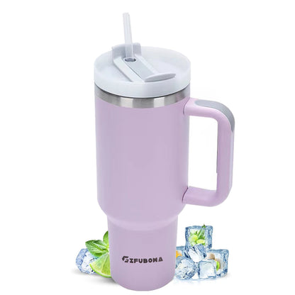 40oz Stainless Steel Insulated Water Bottle with Straw & Handle – Vacuum Flask Travel Coffee Tumbler, Hot & Cold Thermal Mug (1200ml) by Sama Homes - Sustainable Living