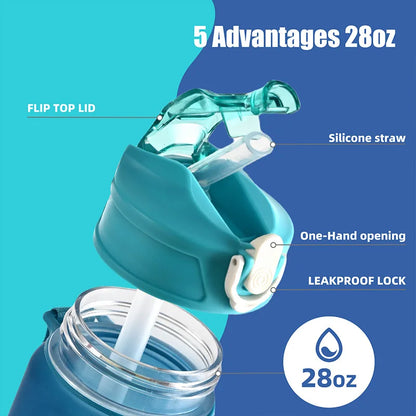 1PCS 800ML Large Capacity Sports Water Bottle Leak Proof Colorful Plastic Cup Drinking Outdoor Travel Portable Gym Fitness Jugs by Sama Homes - Sustainable Living (View 5)