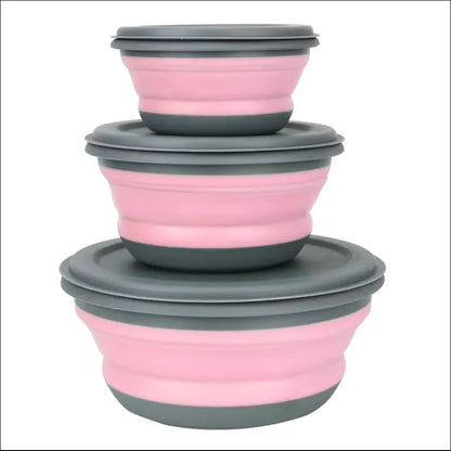 3pcs/set Silicone Folding Lunch Box With Lid Portable Picnic Camping Bowl Set Kitchen Tableware Kit Foldable Fruit Salad Bowl – Image 17