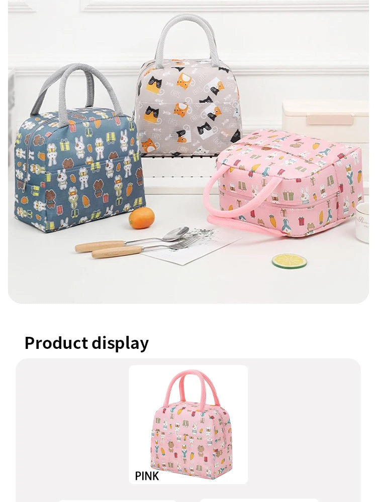 Cartoon Cute Portable Tote Lunch Box Bento Box Animal Pattern Lunch Bag Insulated Food Bag Lunch Box Bag Picnic Bag – Image 15 - Image 16