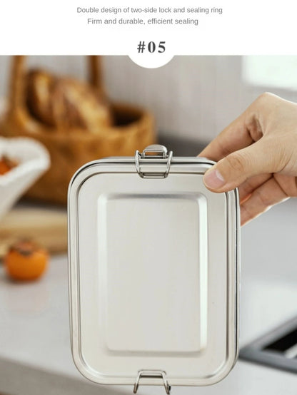 Stainless Steel Square Lunch Box Sealed Insulation Bento Box Lunch Box Canteen Large Capacity Compartment Lunch Box – Image 10