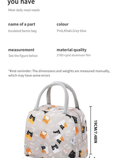 Cartoon Cute Portable Tote Lunch Box Bento Box Animal Pattern Lunch Bag Insulated Food Bag Lunch Box Bag Picnic Bag – Image 10