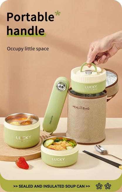 WORTHBUY Portable Sealed Thermal Lunch Box For Kids Stackable Microwave 304 Stainless Steel Bento Box Insulated Food Container – Image 18