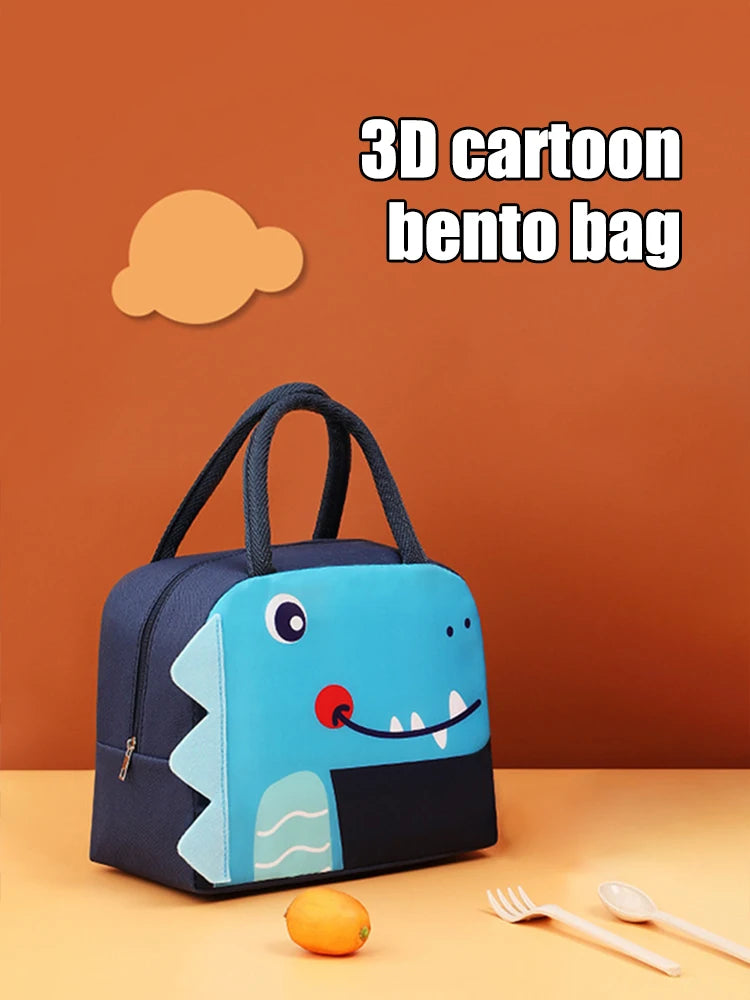 3D Three-Dimensional Bento Bag Cute Cartoon Bento Bag Lunch Bag Handbag Storage Insulation Bag Canvas Lunch Box Bag Ice Pack – Image 9