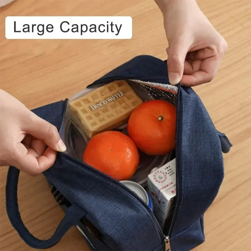 Insulated Lunch Bag Oxford Cloth Lunch Bag Insulated Lunch Box Bag with Leakproof Aluminium Foil Lining Mouth Zipper for Commute – Image 7