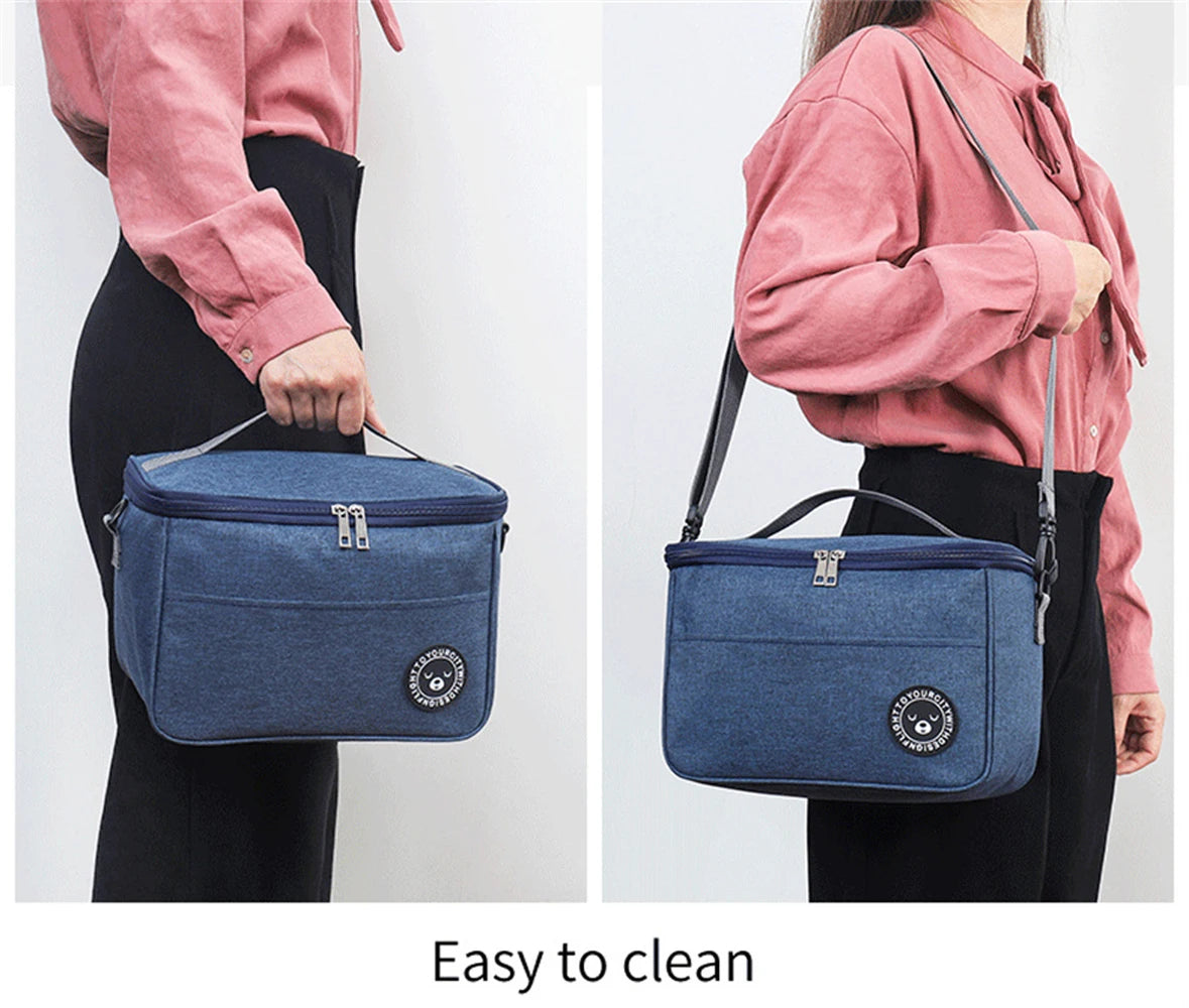 Portable Lunch Bag Food Thermal Box Waterproof Office Cooler Lunchbox With Shoulder Strap Insulated Case – Image 12