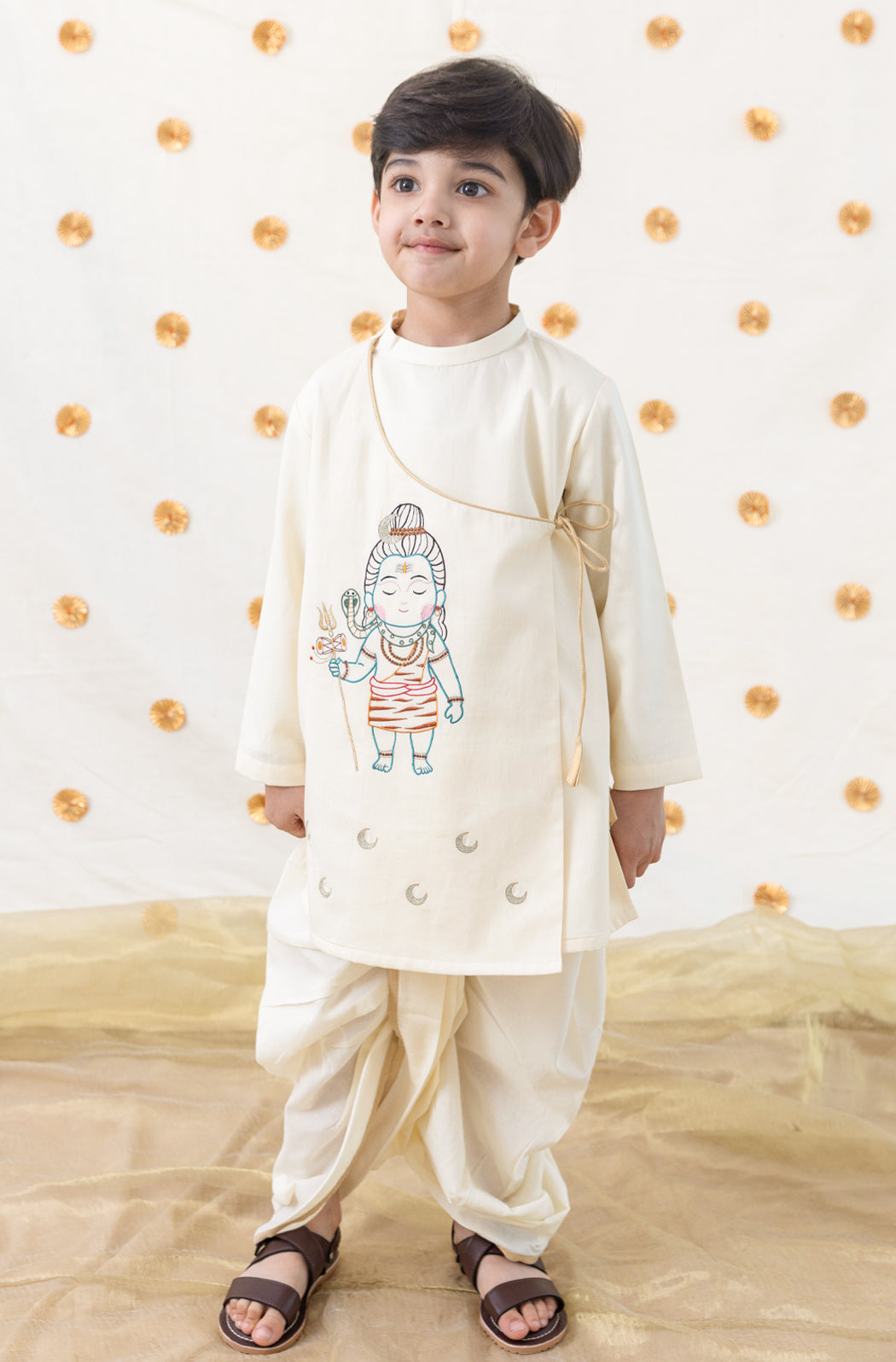 Shiv Dhoti Kurta Set - Cream - Image 5