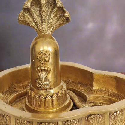 Shiva Lingam with Five-Hooded Snake Crowning Religious Décor 8" by vendor-unknown - Hindu Gods (View 2)