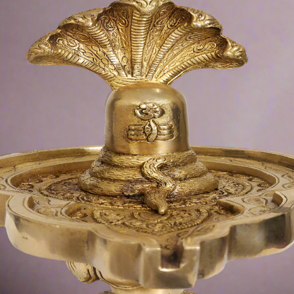 Shiva Lingam with Five-Hooded Snake Crowning Religious Décor 9" by vendor-unknown - Hindu Gods (View 2)