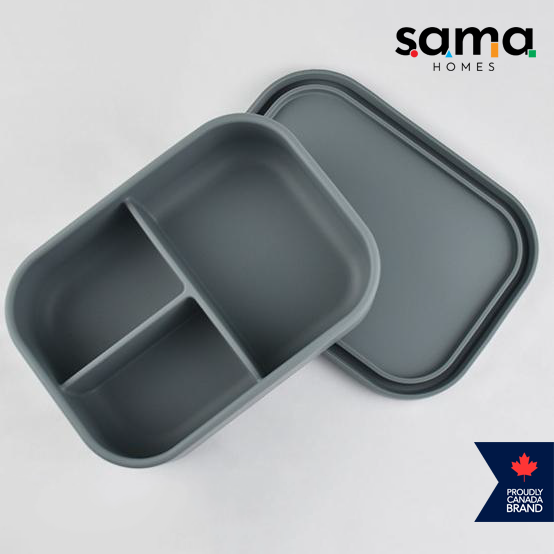 3 Compartment Silicone Bento Lunch box Containers 960 ML - Leak-Proof & Microwave Safe