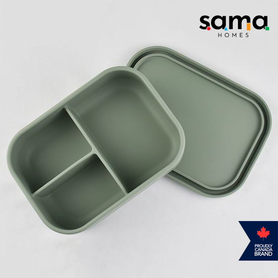 3 Compartment Silicone Bento Lunch box Containers 960 ML - Leak-Proof & Microwave Safe – Image 7 - Image 7