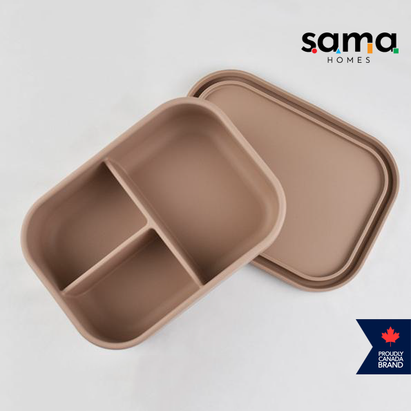 3 Compartment Silicone Bento Lunch box Containers 960 ML - Leak-Proof & Microwave Safe – Image 8 - Image 8