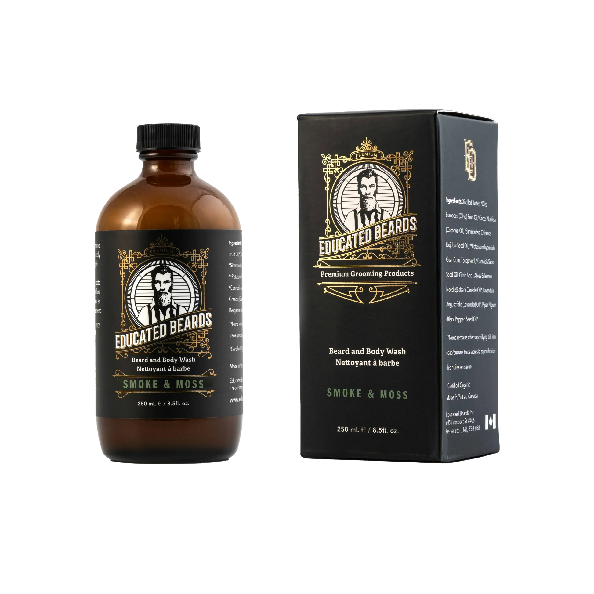 Educated Beards Purifying Beard & Body Wash - Smoke & Moss, 250ml - Eco-friendly - Sama Homes