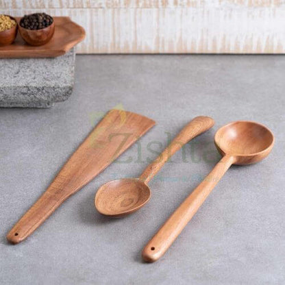 South Indian Breakfast Neem Wooden Ladle Set by Sama Homes - Sustainable Living