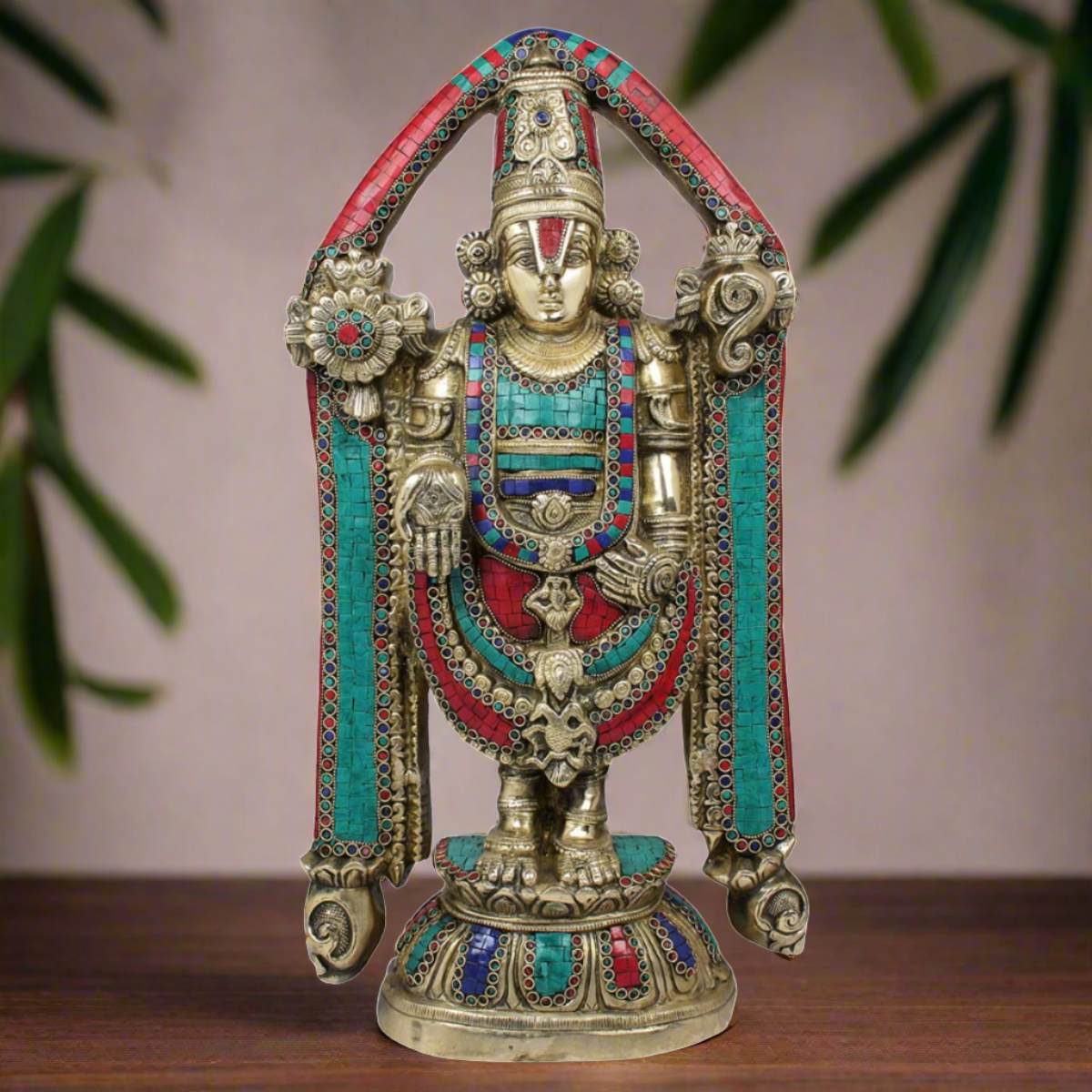South Indian Lord Tirupathi Balaji Murti Décor Inlay Statue Gifting Idol 2 Feet - Eco-friendly - Sama Homes