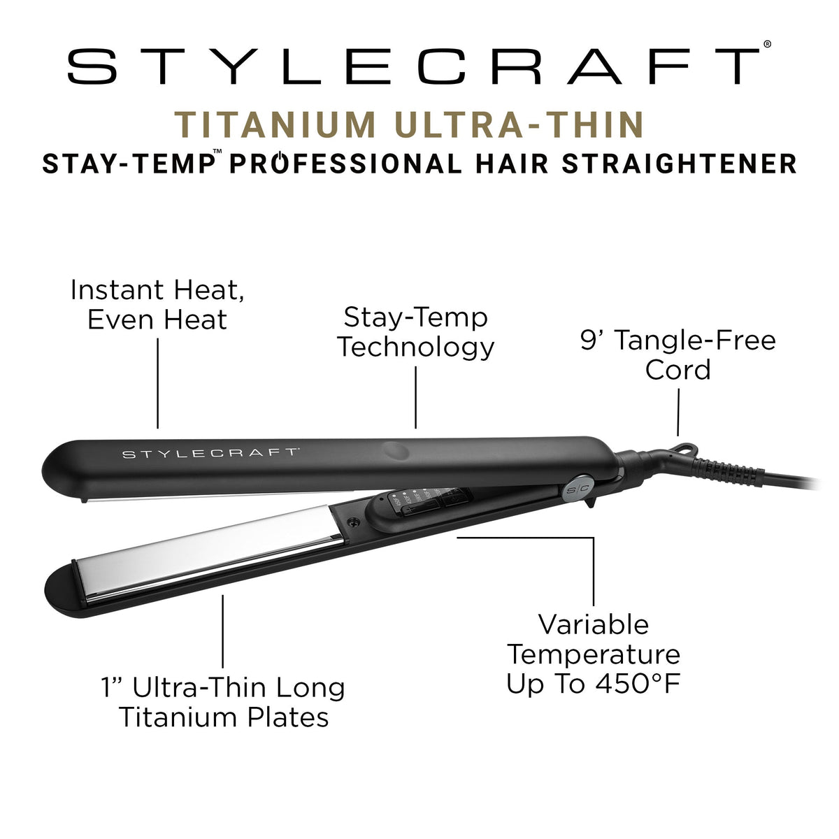 Stylecraft Stay-Temp 1" Flat Iron by StyleCraft - Sustainable Living (View 9)