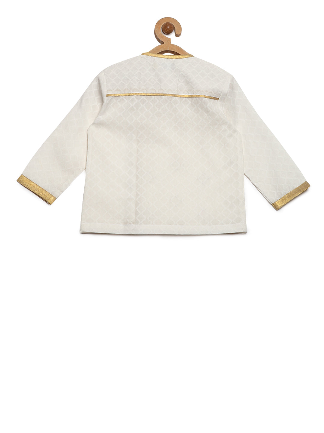 Baby Boy White Zari Kurta Dhoti Set - Image 5