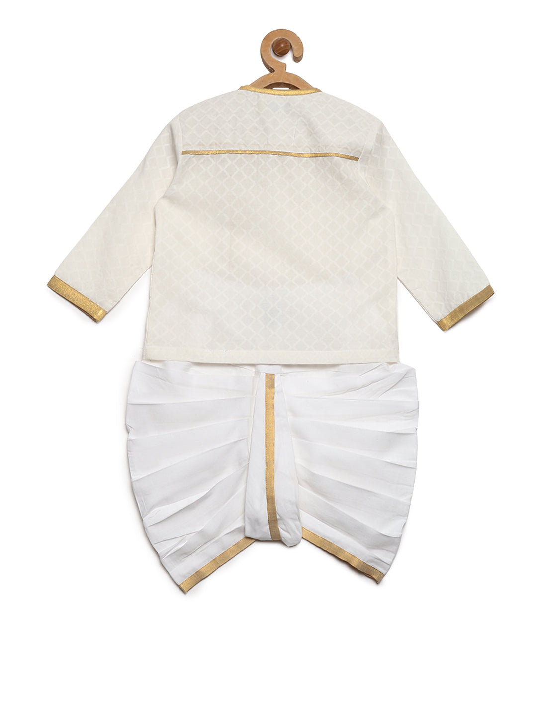 Baby Boy White Zari Kurta Dhoti Set - Image 6