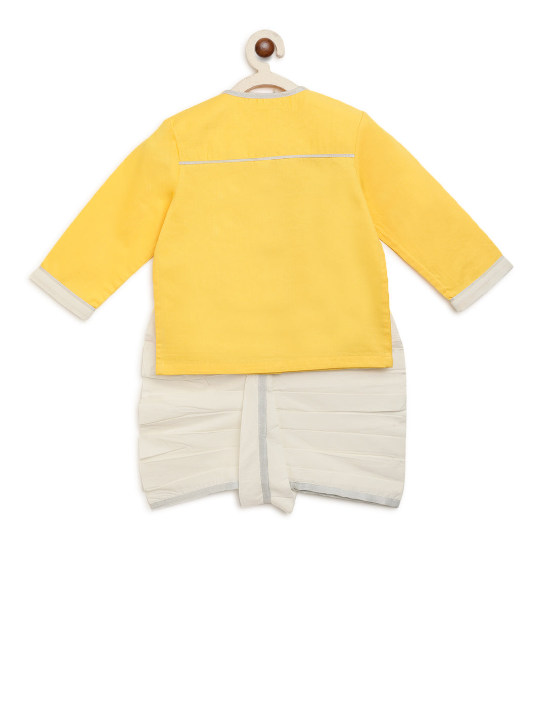 Baby Boy Yellow Embroidered Swan Dhoti Set - Image 3